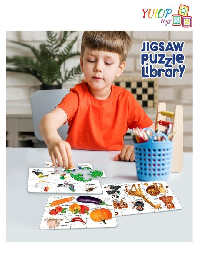YUIOP - Jigsaw Puzzle Library - Jigsaw Puzzles for Kids - Explore Pets, Animals, Birds, Aqua, Fruits, Vegetables, Flowers, Vehicles - Fun & Learn (Pack of 8) - Image 5